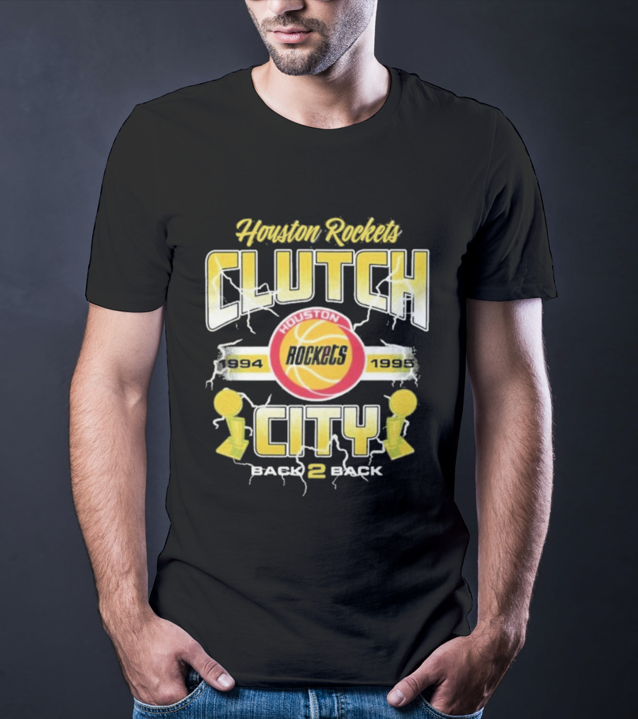 Houston Rockets Clutch City Back 2 Back 1994 1995 NBA Champs T-Shirt