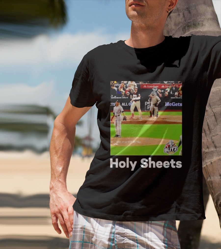 Padres Blitz Baseball Holy Sheets Petco Park T-Shirt