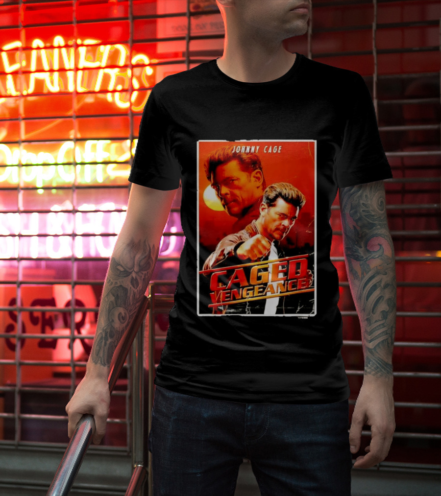 Johnny Cage Caged Vengeance Retro Action Movie T-Shirt