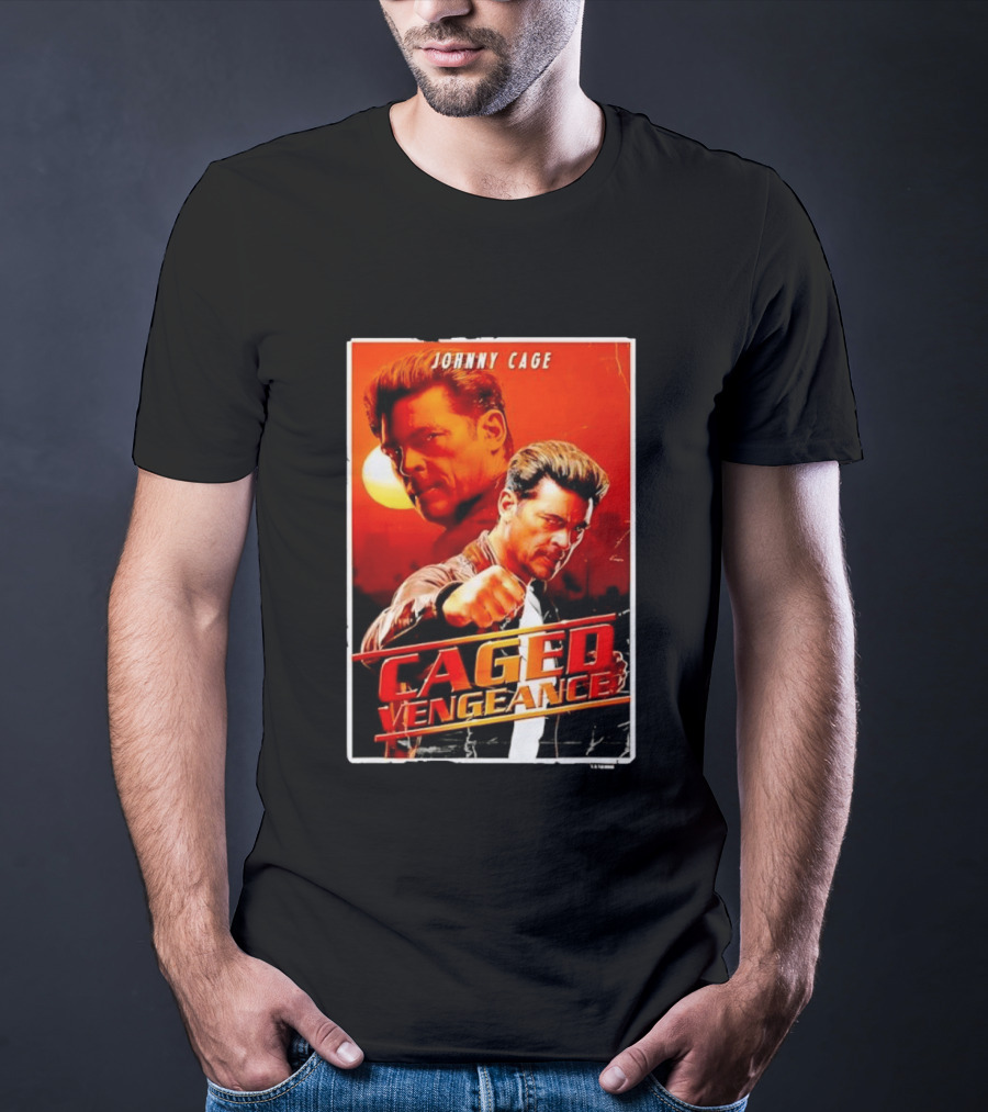 Johnny Cage Caged Vengeance Retro Action Movie T-Shirt