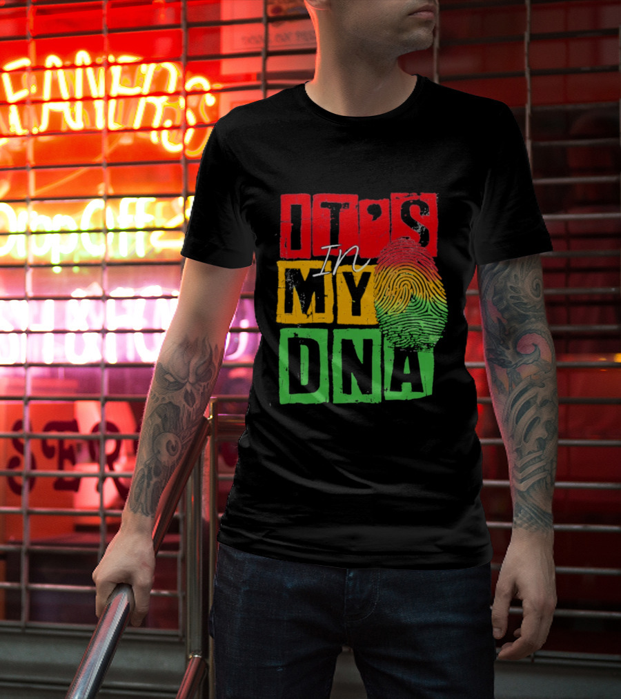 Juneteenth Black Queen It's In My DNA Fingerprint Red Yellow Green T-Shirt