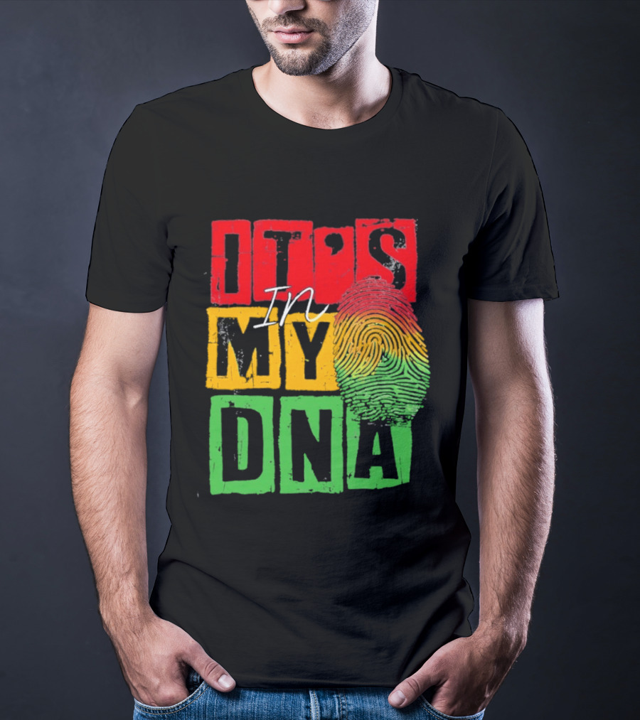Juneteenth Black Queen It's In My DNA Fingerprint Red Yellow Green T-Shirt