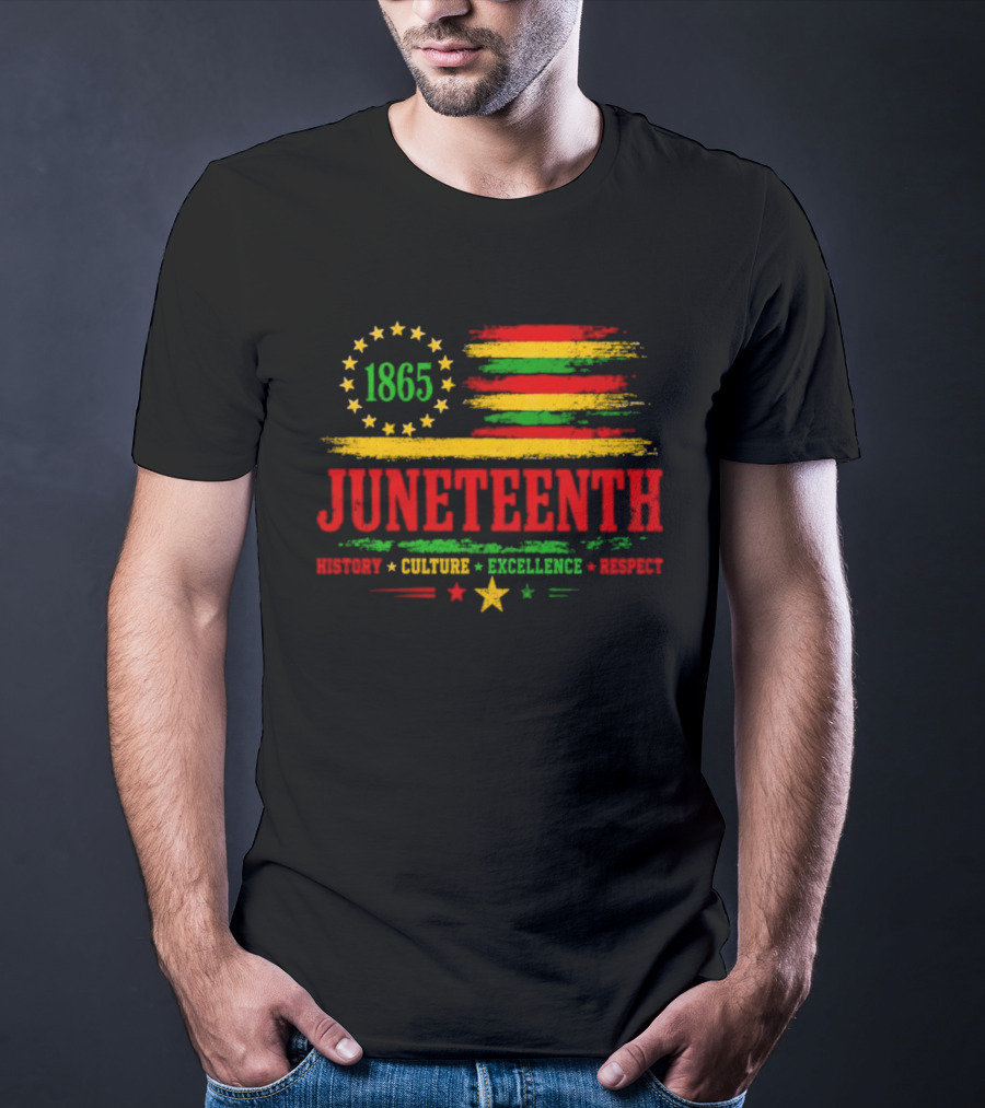 Juneteenth 1865 Flag History Culture Excellence Respect T-Shirt