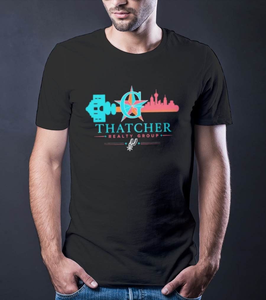 San Antonio Spurs Thatcher Realty Group City Skyline And Key T-Shirt