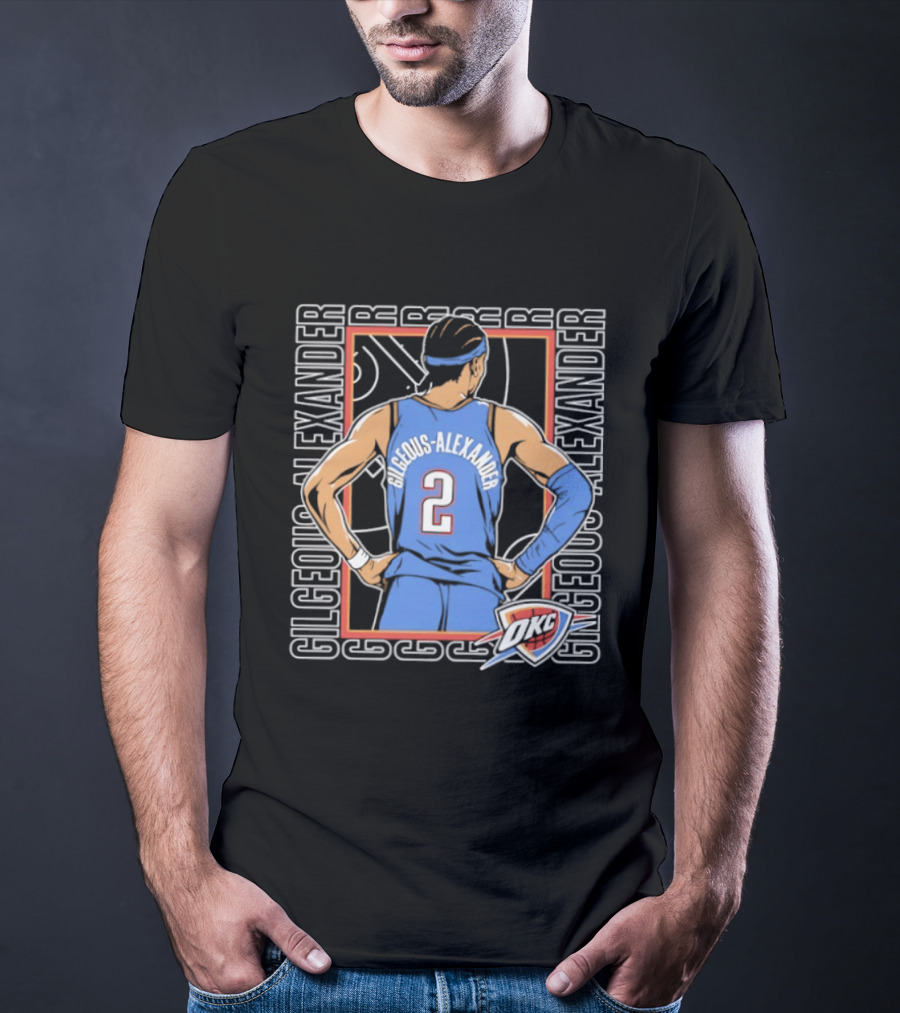 Shai Gilgeous Alexander Oklahoma City Thunder Number 2 Player Pose Repeat T-Shirt