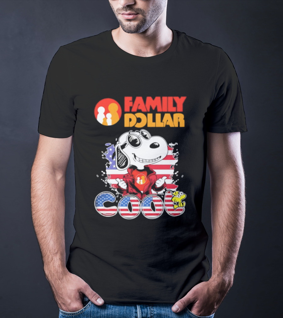 Family Dollar Snoopy I Love Cool Woodstock American Flag T-Shirt
