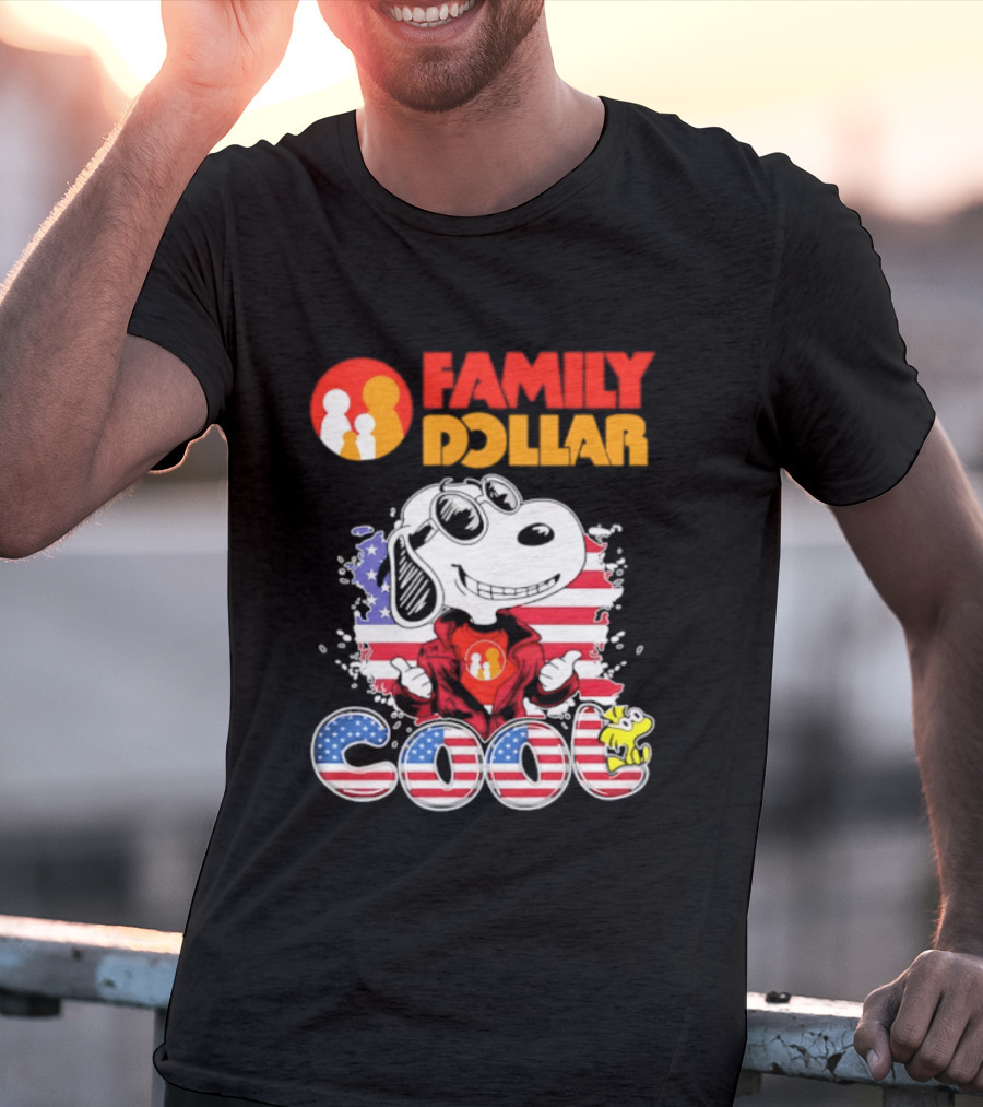 Family Dollar Snoopy I Love Cool Woodstock American Flag T-Shirt