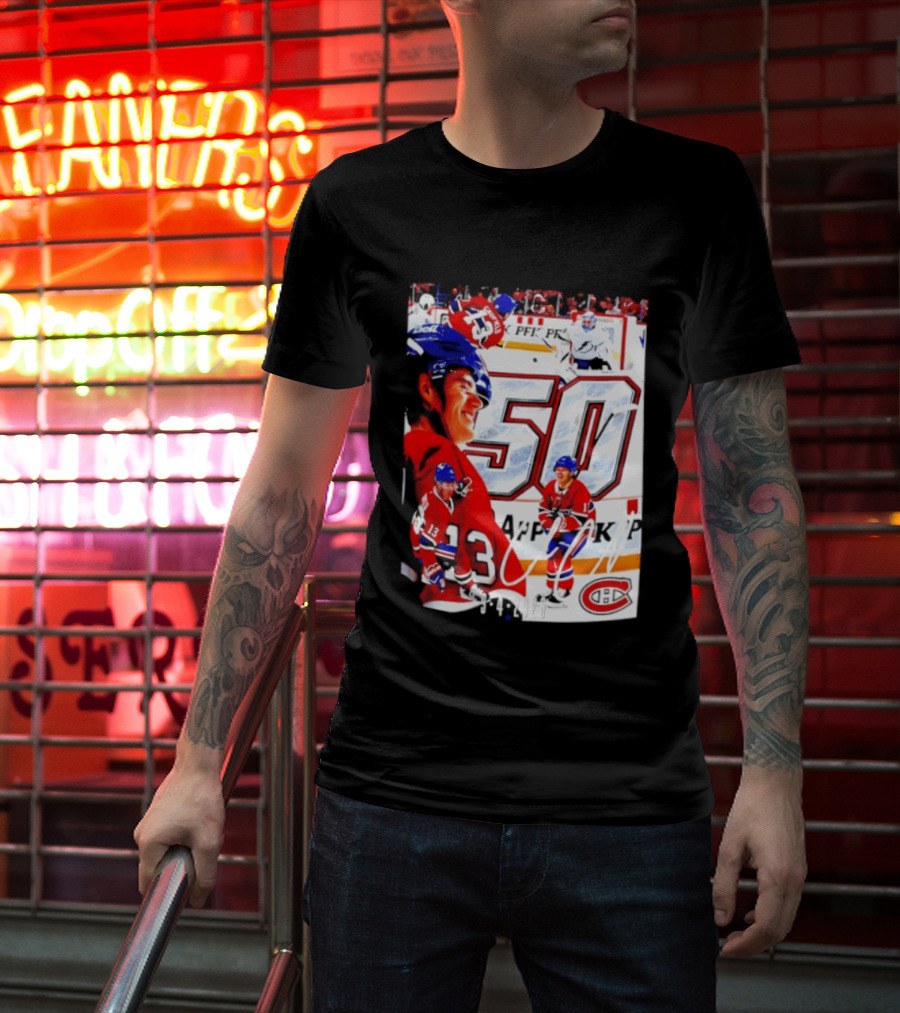 Montreal Canadiens Cole Caufield 50 Goals Celebration 2026 T-Shirt