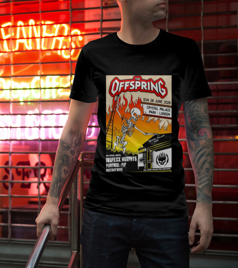 The Offspring Concert June 28 2026 Crystal Palace Park London Dropkick Murphys Pennywise Pup Destroy Boys T-Shirt