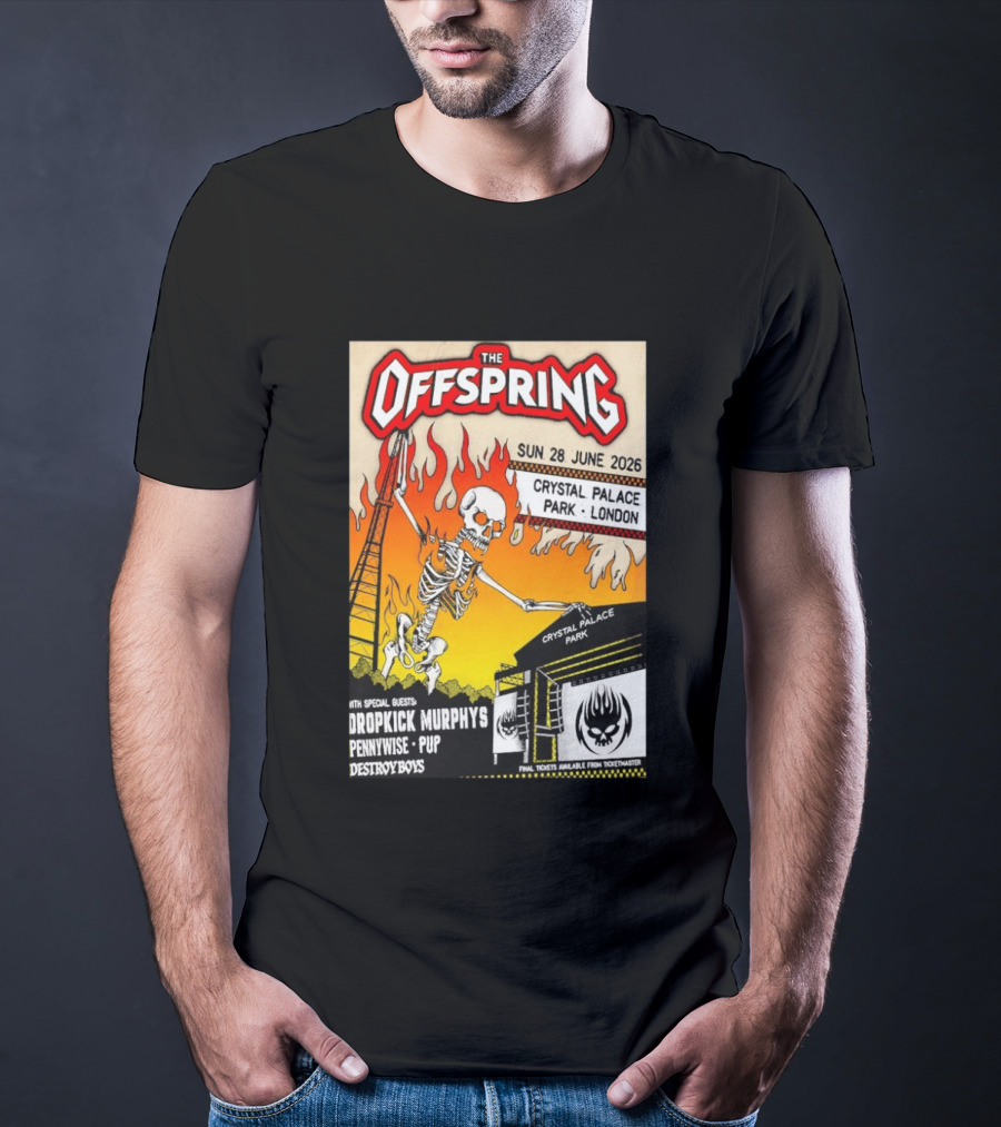 The Offspring Concert June 28 2026 Crystal Palace Park London Dropkick Murphys Pennywise Pup Destroy Boys T-Shirt