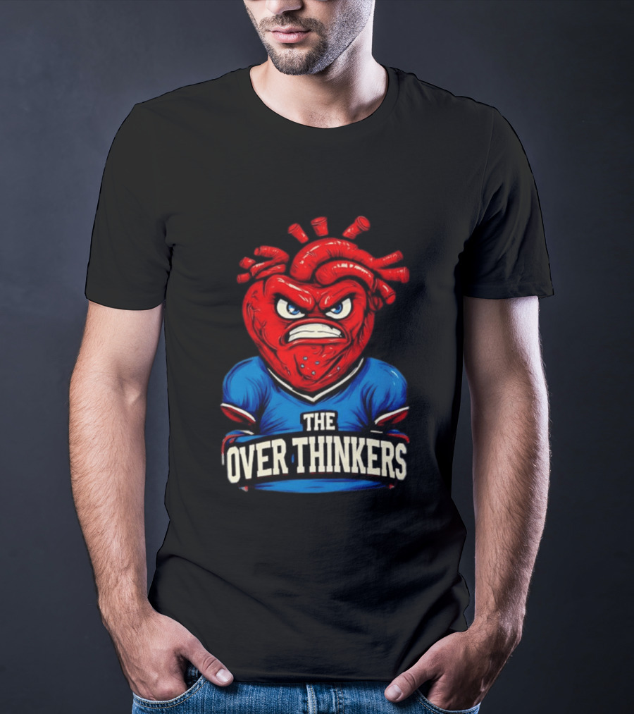 The Overthinkers Varsity Angry Heart Bold Red Blue T-Shirt