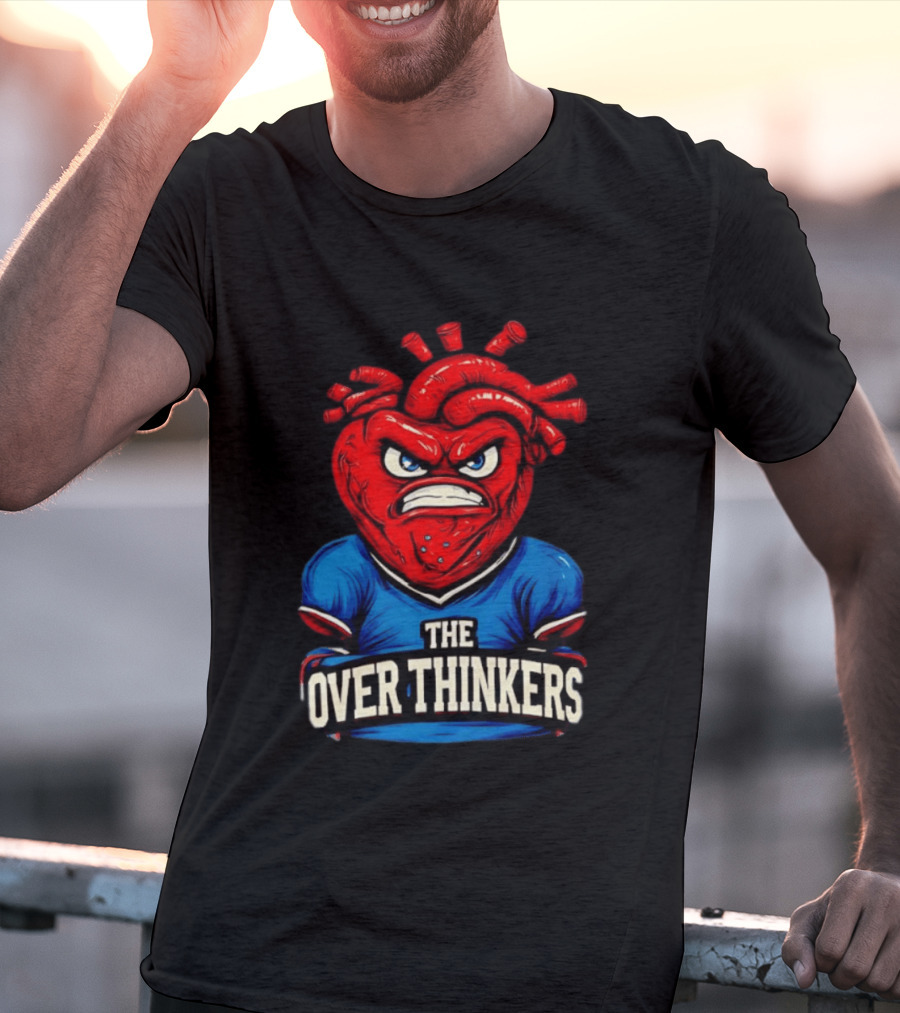The Overthinkers Varsity Angry Heart Bold Red Blue T-Shirt