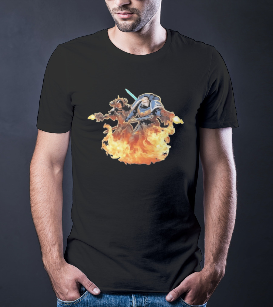 Warhammer 40 000 Boltgun II Double Battle Flames T-Shirt