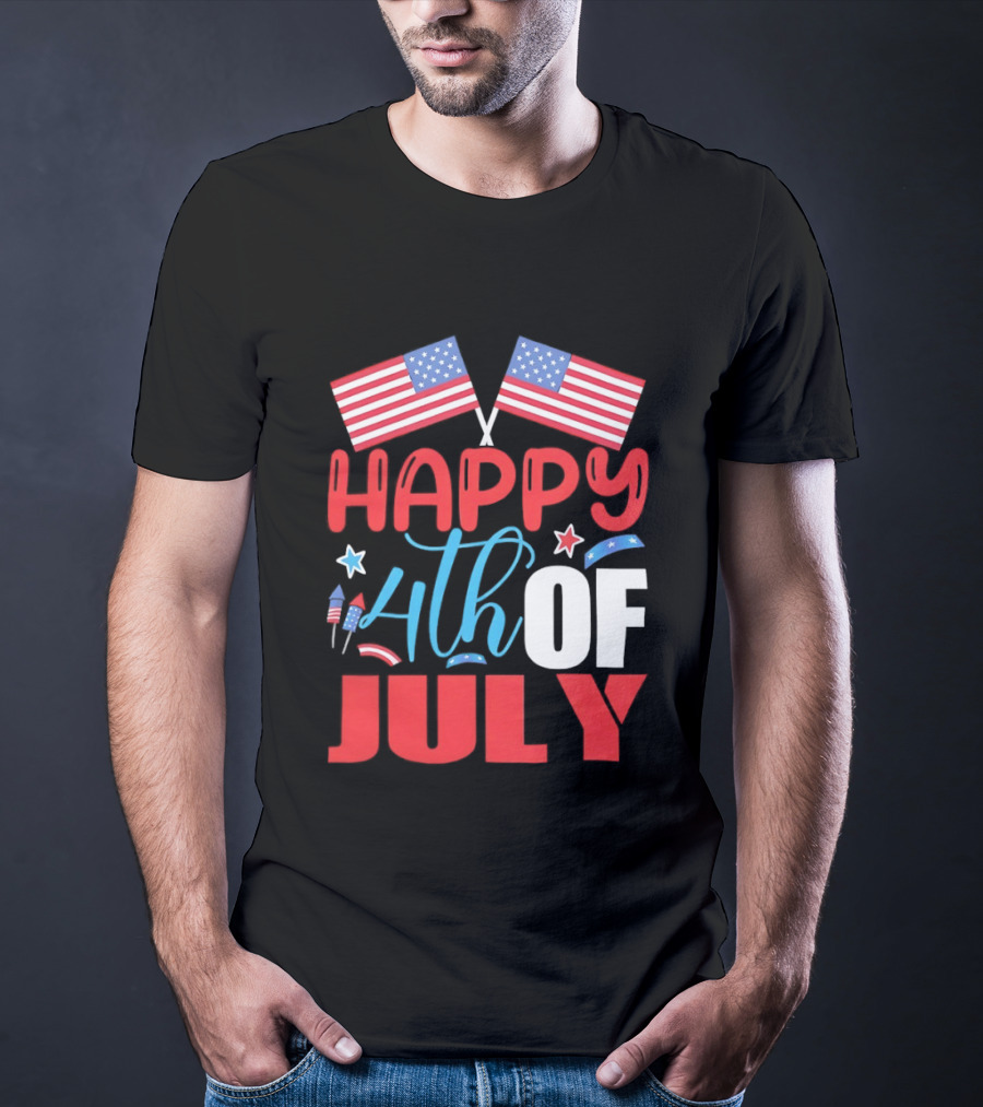 American Independence Day Happy 4th Of July USA Flags Celebration T-Shirt