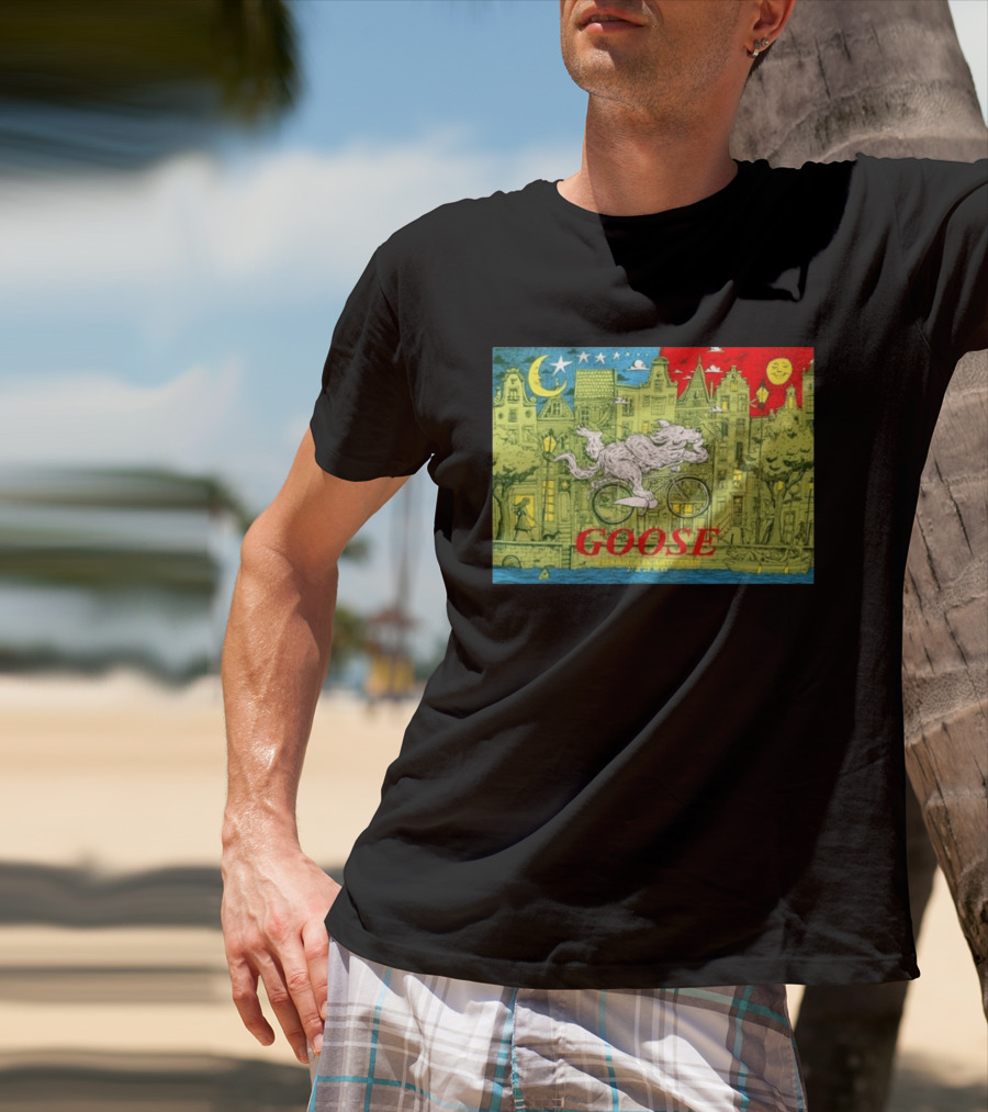 Goose Amsterdam Netherlands 2026 Melkweg Max 27 28 May Gig Bicycle Moon Sun Wolf Houses T-Shirt