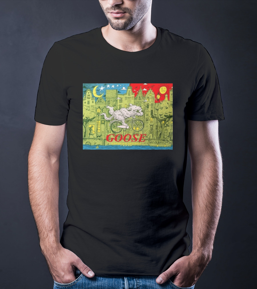 Goose Amsterdam Netherlands 2026 Melkweg Max 27 28 May Gig Bicycle Moon Sun Wolf Houses T-Shirt