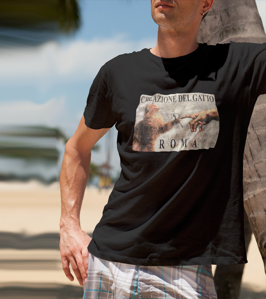 Creazione Del Gatto Cat Artwork Roma T-Shirt