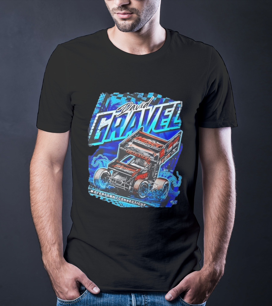 David Gravel Racing Blue Wave Watertown Connecticut Sprint Car T-Shirt