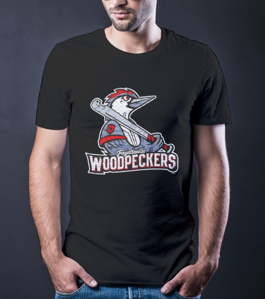 Fayetteville Woodpeckers Baseball Team Mascot Bat MLB T-Shirt