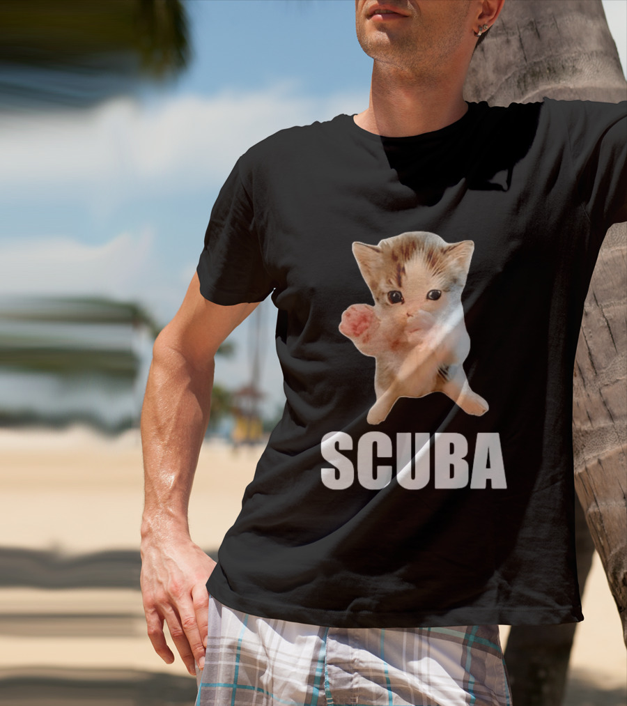 Kitten Cat Feline Pet Animal Martial Arts Scuba Meme Warrior Defender T-Shirt