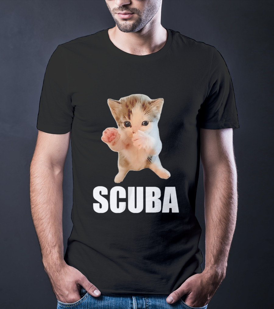 Kitten Cat Feline Pet Animal Martial Arts Scuba Meme Warrior Defender T-Shirt