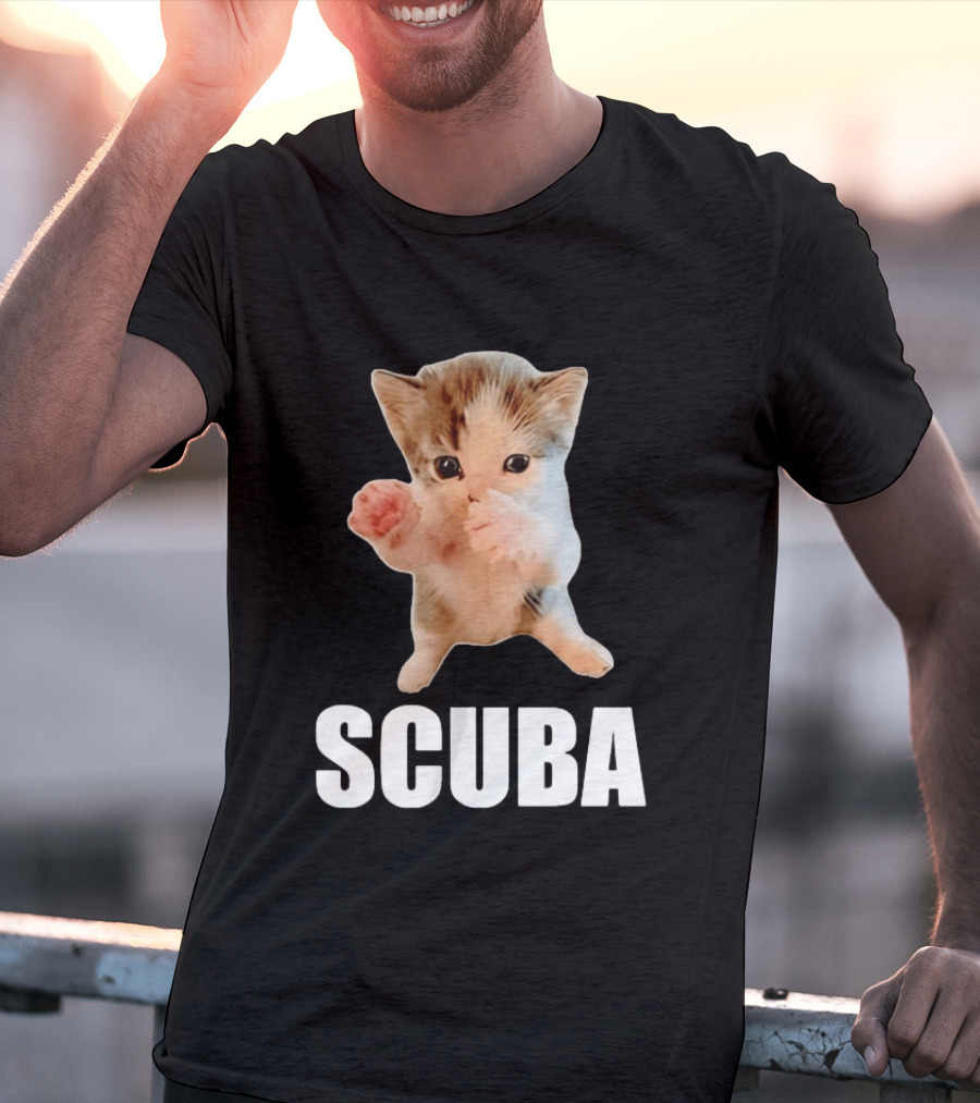 Kitten Cat Feline Pet Animal Martial Arts Scuba Meme Warrior Defender T-Shirt