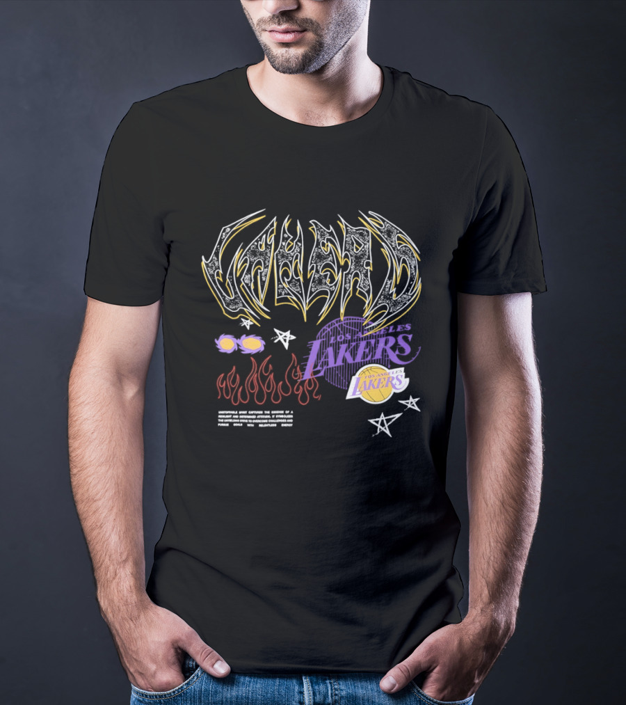 Los Angeles Lakers Unstoppable Spirit Essence Resilient Energy Dynamic Flames Stars Purple Vibes T-Shirt