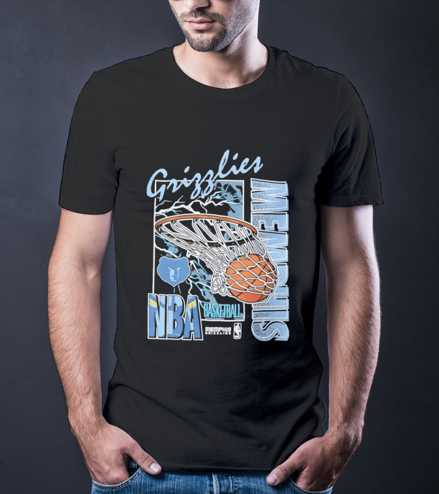 Grizzlies Memphis Basketball NBA Bear Logo And Hoop T-Shirt