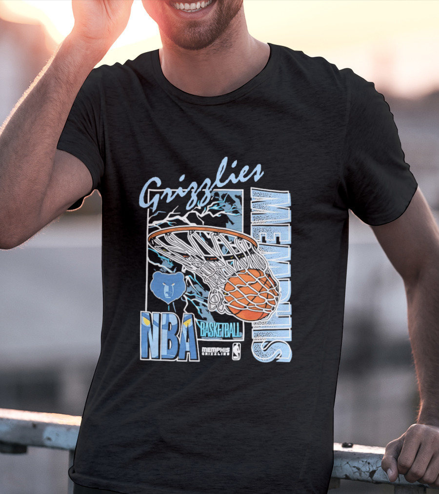 Grizzlies Memphis Basketball NBA Bear Logo And Hoop T-Shirt