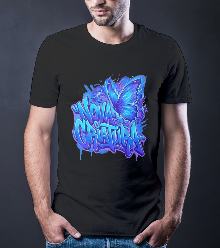 Nova Criatura Butterfly Electric Blue Street Art Aesthetic T-Shirt
