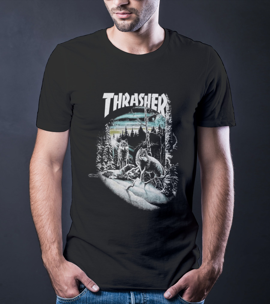 Thrasher 13 Wolves Forest Scene T-Shirt