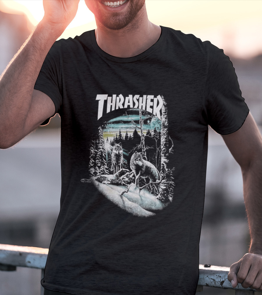 Thrasher 13 Wolves Forest Scene T-Shirt