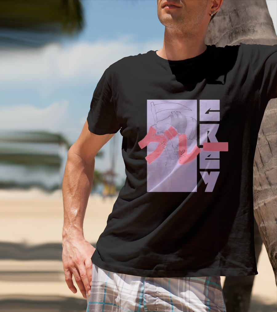 Grim Reaper Grey Japanese Kanji T-Shirt