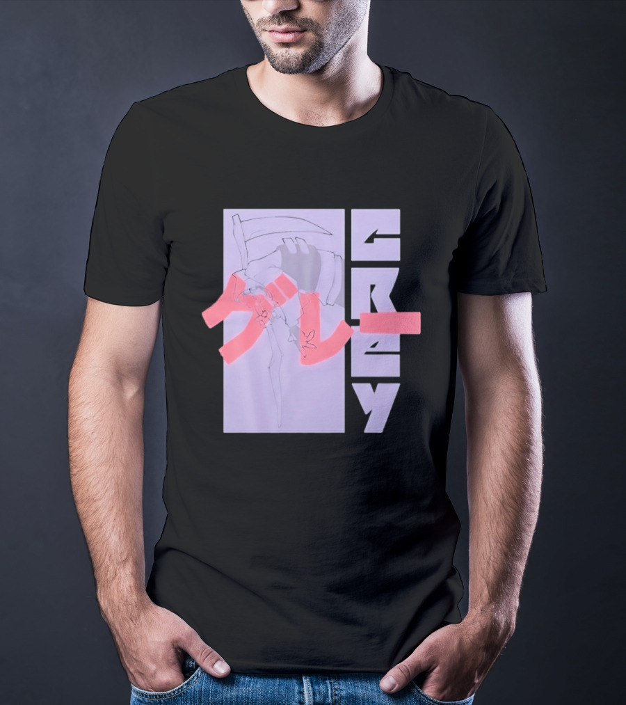 Grim Reaper Grey Japanese Kanji T-Shirt