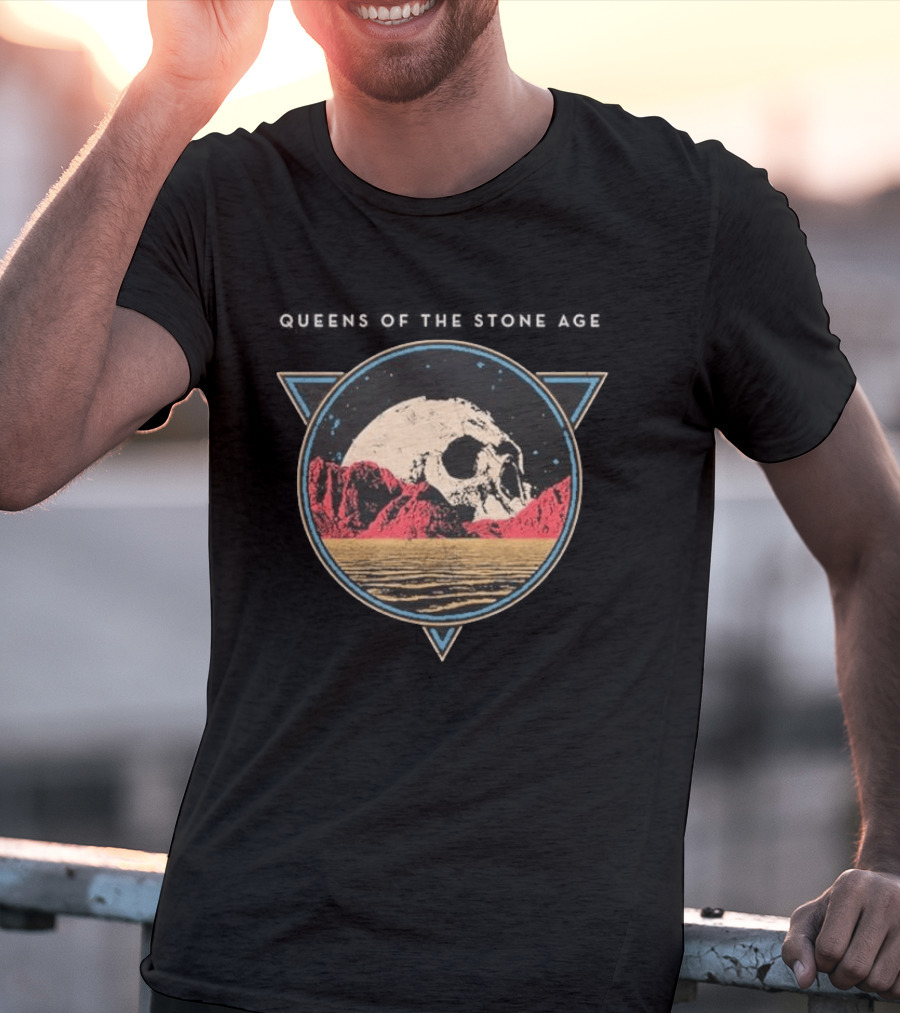 Queens Of The Stone Age Floating Skull Over Desert Scene T-Shirt