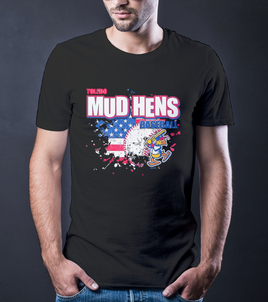 Toledo Mud Hens American Flag Splatter Baseball T-Shirt
