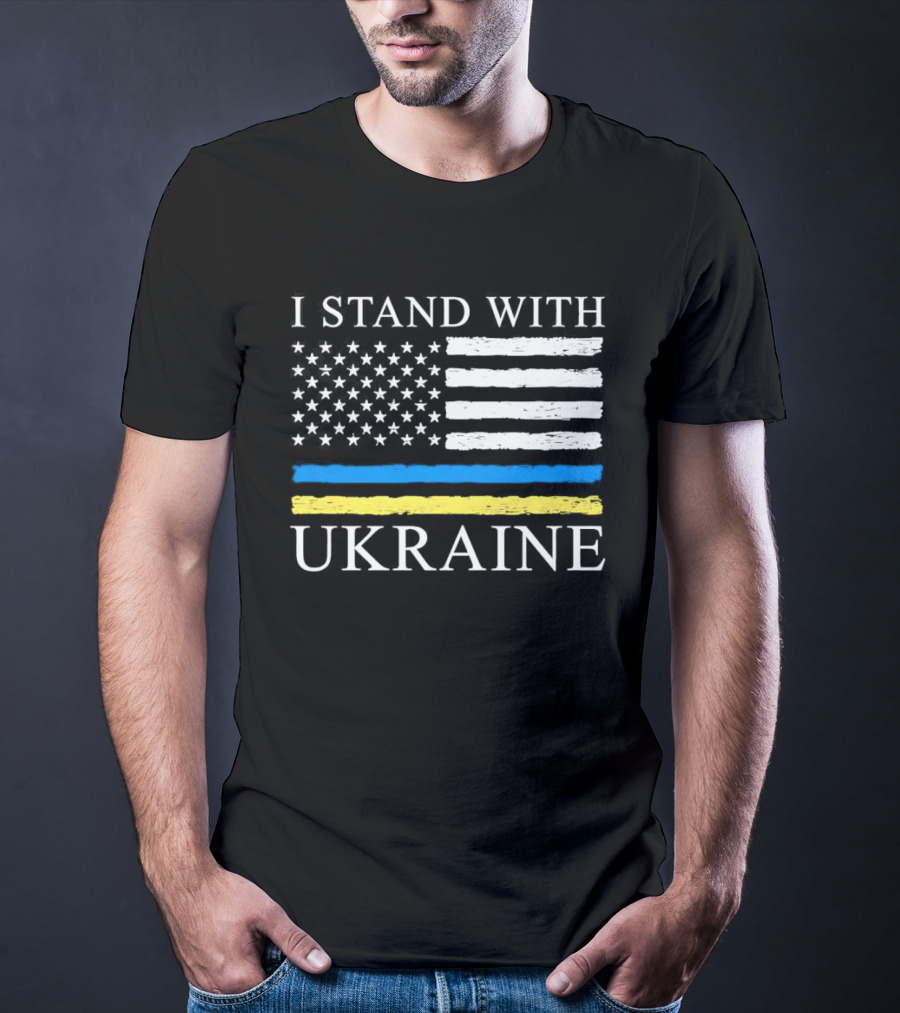 I Stand With Ukraine USA Flag Support T-Shirt