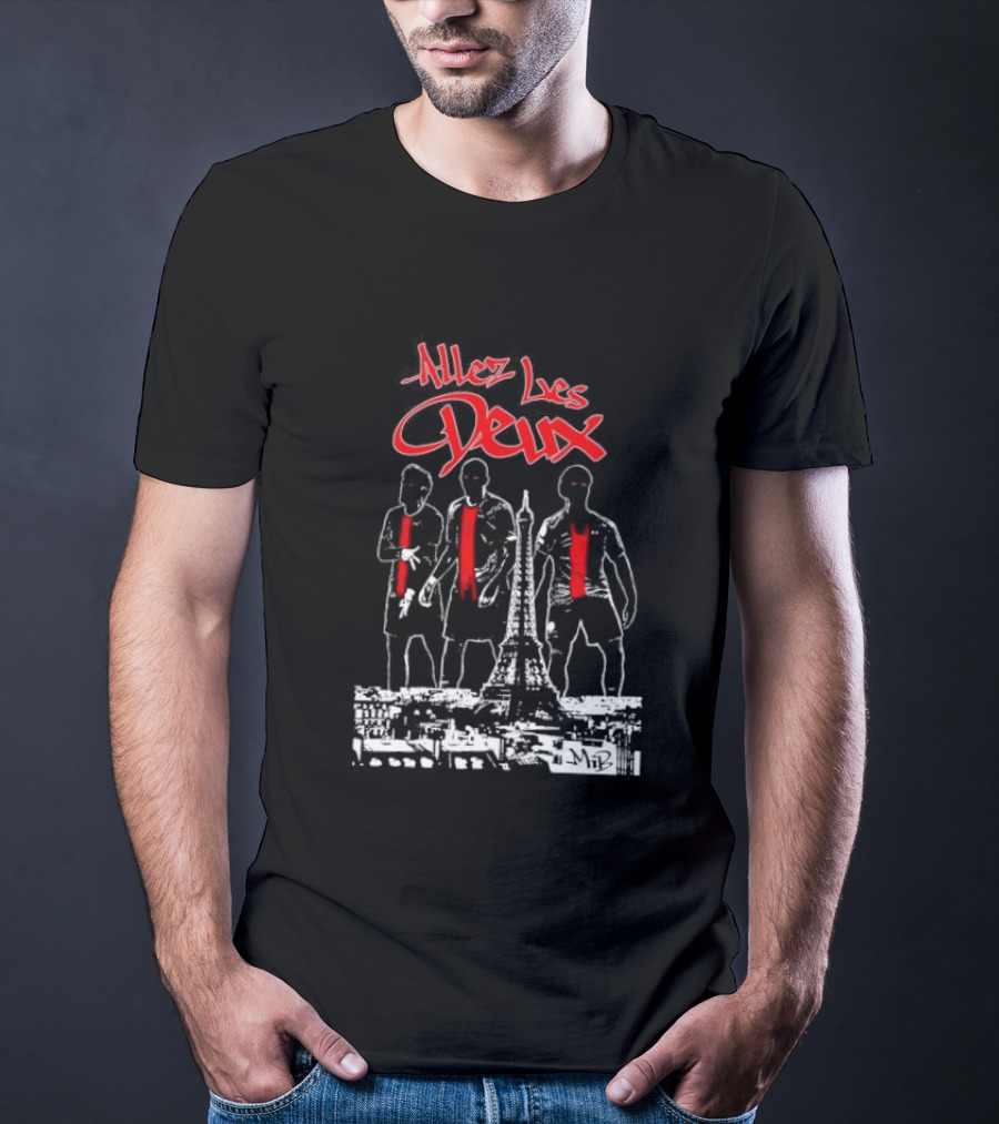 Allez Les Deux Paris Football Team Spirit Enthusiast's Red And White Players T-Shirt