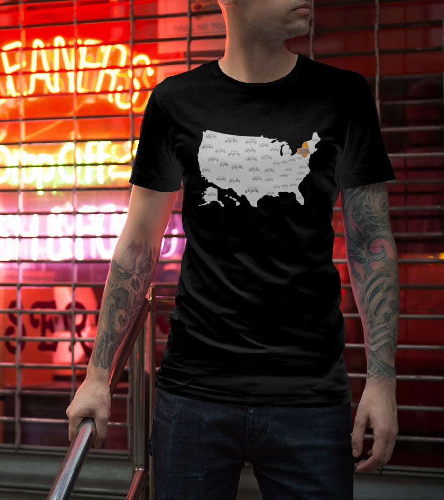 America Spurs New York Knicks US Map Basketball Team Representation T-Shirt