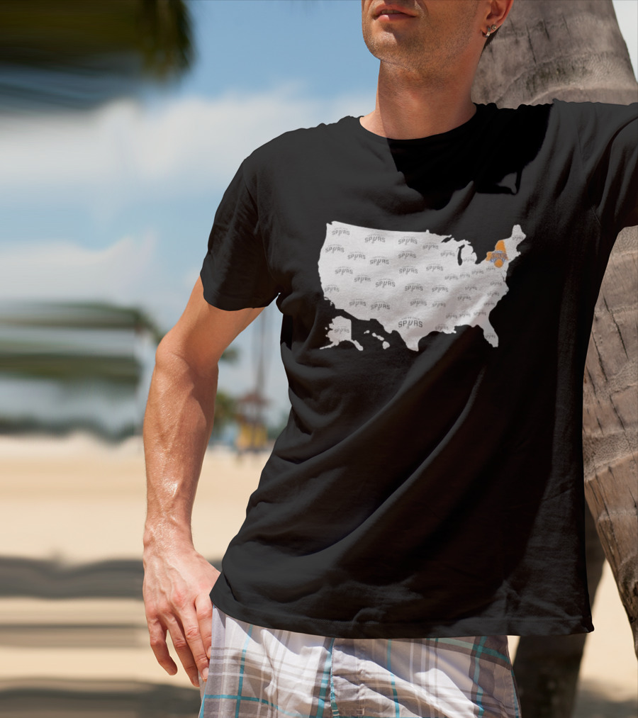America Spurs New York Knicks US Map Basketball Team Representation T-Shirt