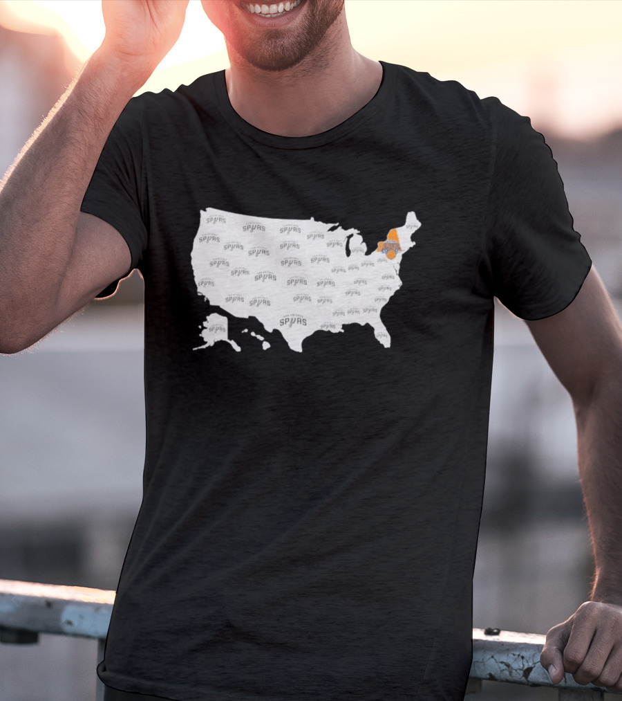 America Spurs New York Knicks US Map Basketball Team Representation T-Shirt