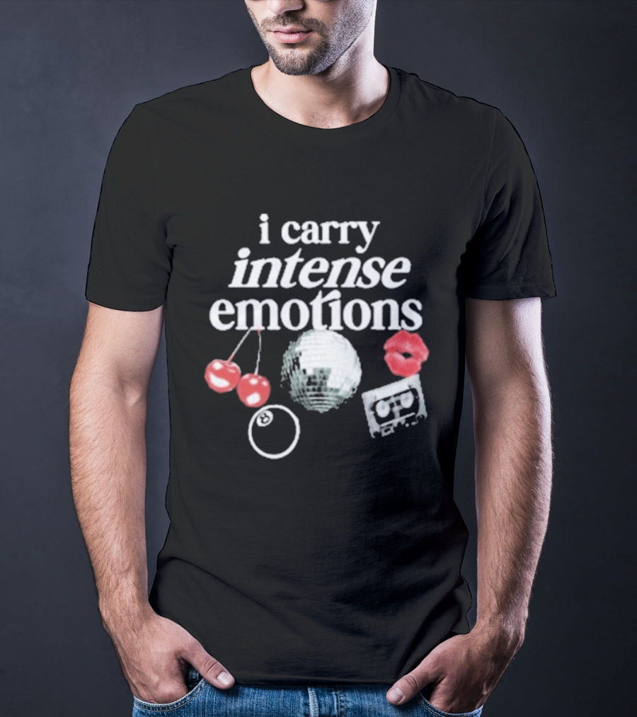 I Carry Intense Emotions Disco Ball Cherries Cassette Tape T-Shirt