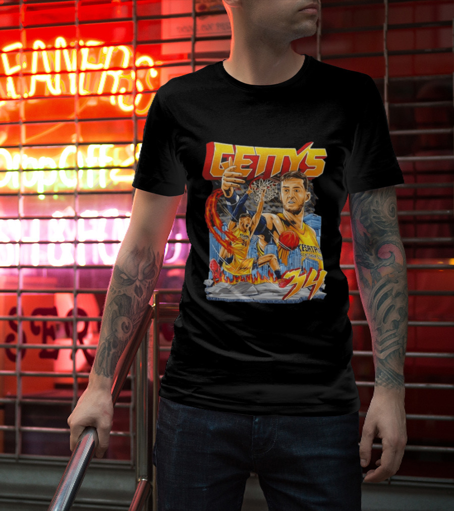 GETTYS 34 Kesatria Bengawan Solo Basketball Player Urban Slam Dunk Action T-Shirt
