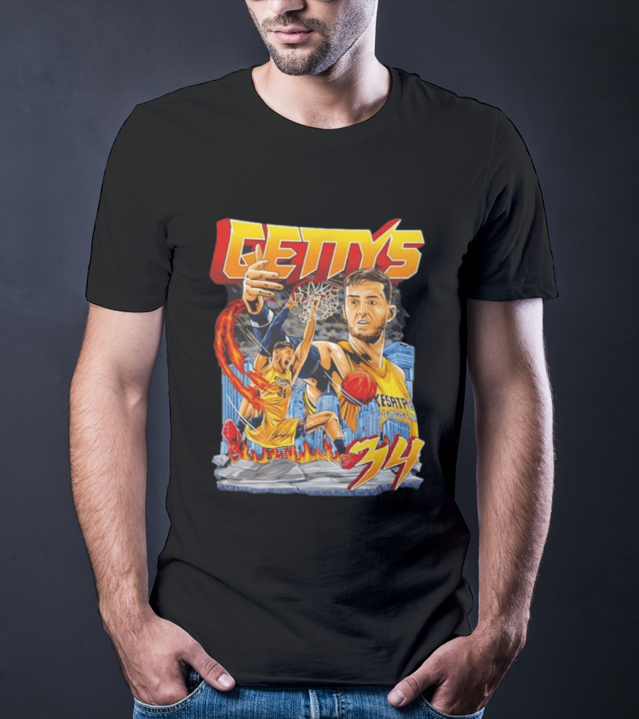 GETTYS 34 Kesatria Bengawan Solo Basketball Player Urban Slam Dunk Action T-Shirt