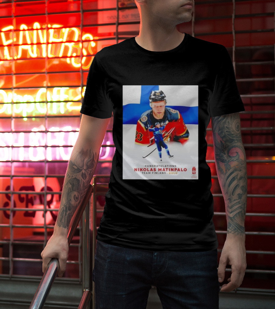 Congratulations Nikolas Matinpalo Team Finland Gold Finnish Flag Ice Hockey Celebration T-Shirt