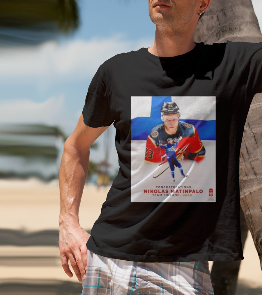 Congratulations Nikolas Matinpalo Team Finland Gold Finnish Flag Ice Hockey Celebration T-Shirt
