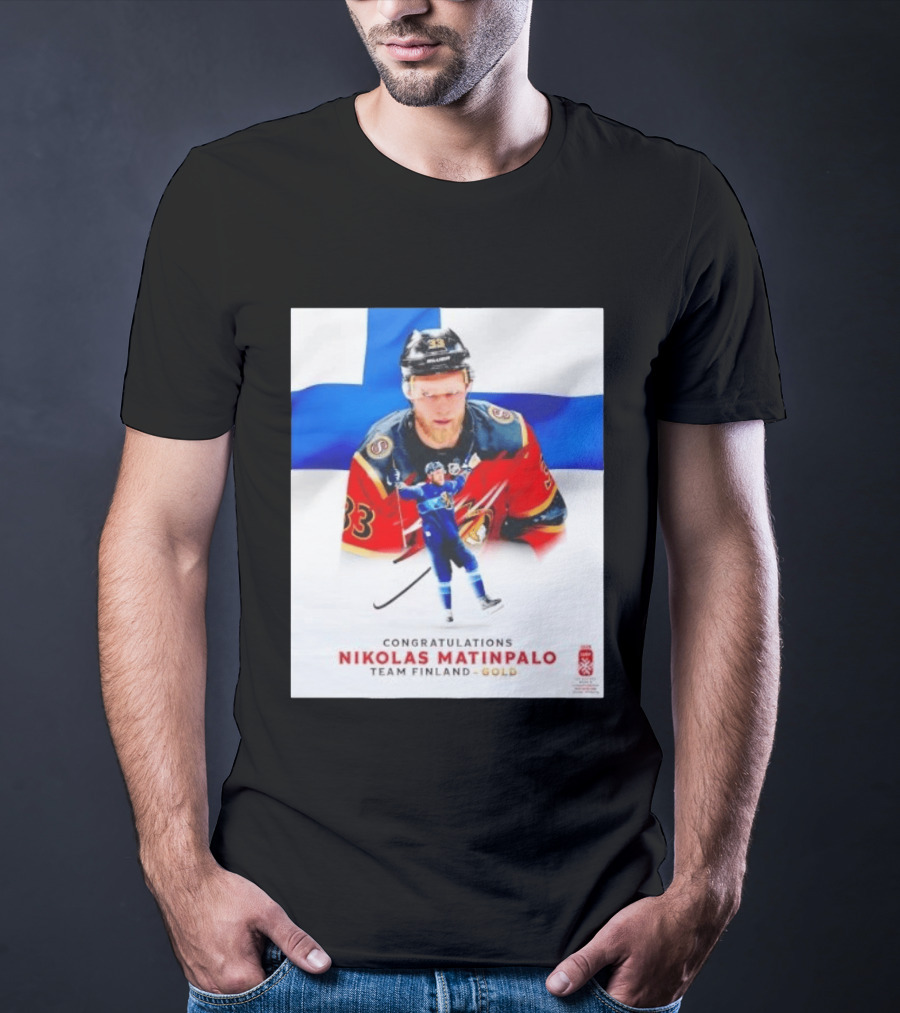 Congratulations Nikolas Matinpalo Team Finland Gold Finnish Flag Ice Hockey Celebration T-Shirt