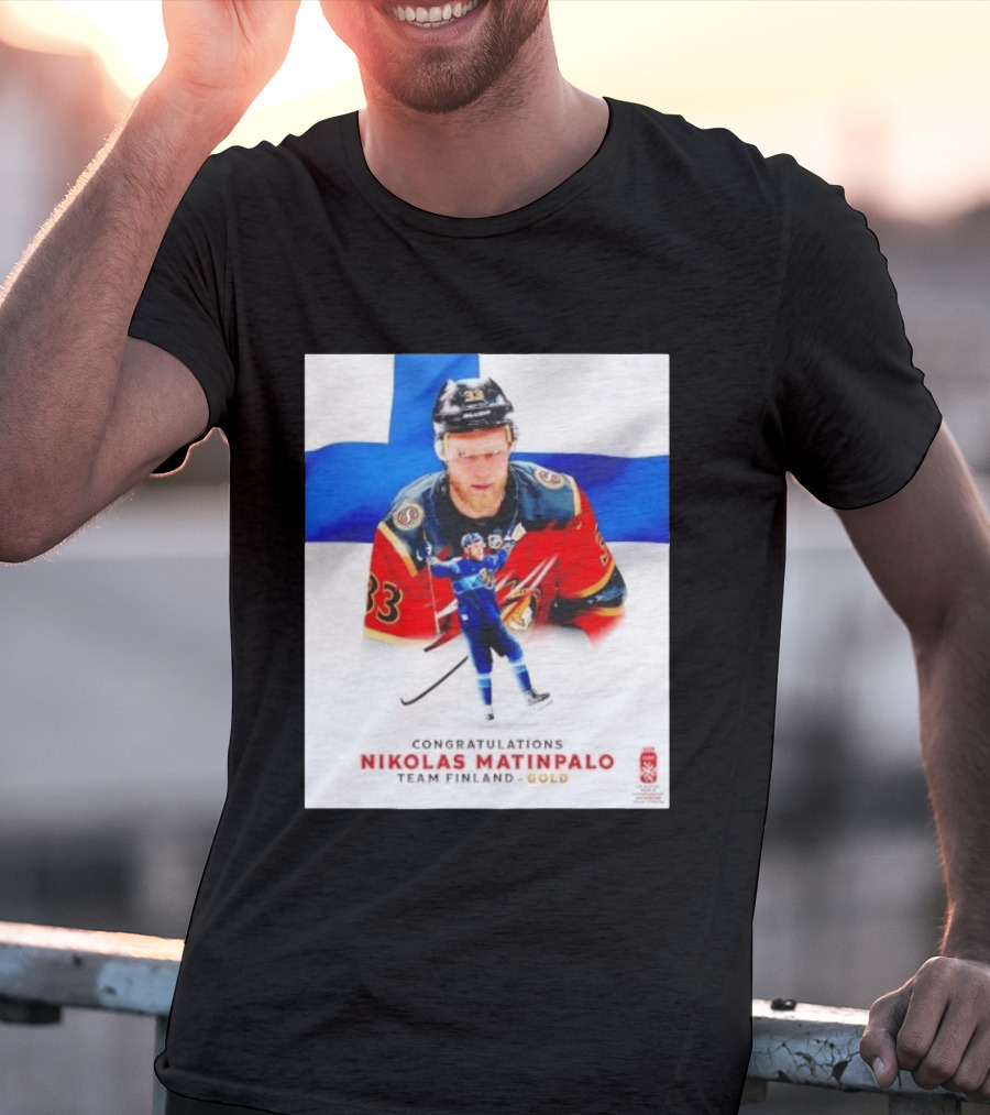 Congratulations Nikolas Matinpalo Team Finland Gold Finnish Flag Ice Hockey Celebration T-Shirt