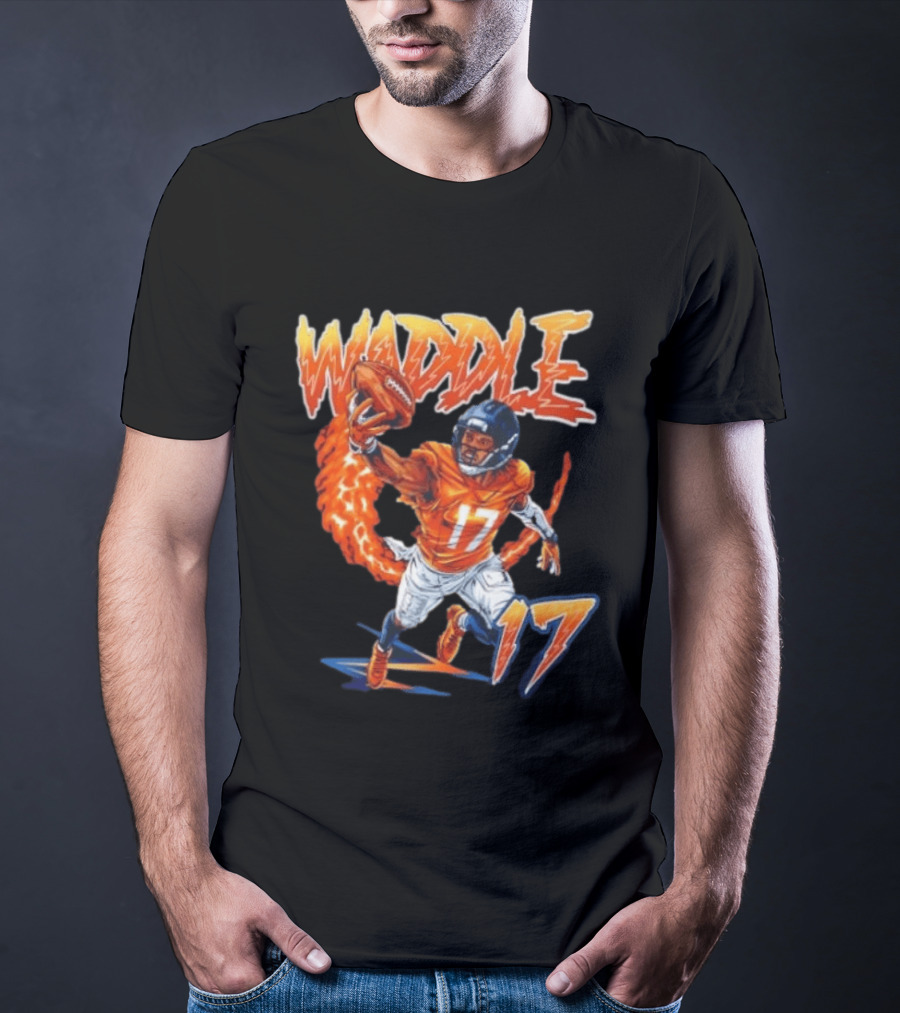 Waddle 17 Football Catch Orange And Blue Player T-Shirt