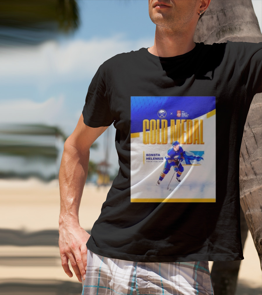 Konsta Helenius Team Finland 2023 Gold Medal Hockey T-Shirt